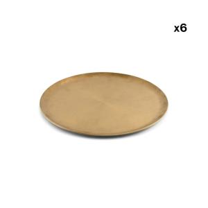 Lot de 6 plateau de service or en métal 40xh1,5cm