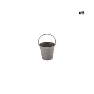 Lot de 6 seau de service argent en métal 10,5xh10,5cm