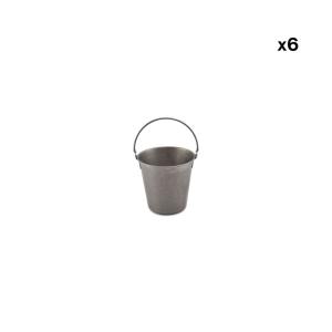 Lot de 6 seau de service argent en métal 13,5xh13cm