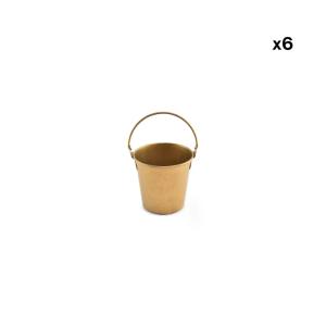 Lot de 6 seau de service or en métal 10,5xh10,5cm