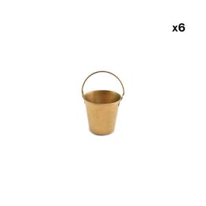 Lot de 6 seau de service or en métaux 13,5xh13cm