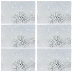 Lot de 6 sets de table gris feuillage avec encre métal doré…