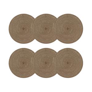 Lot de 6 sets de table rond en papier et coton marron 36cm