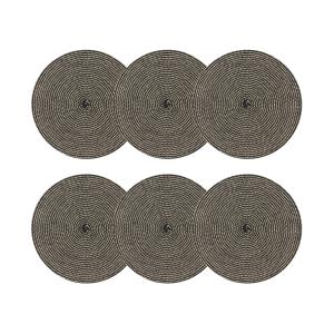 Lot de 6 sets de table rond en papier et coton noir 36cm