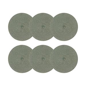 Lot de 6 sets de table rond en papier et coton vert 36cm