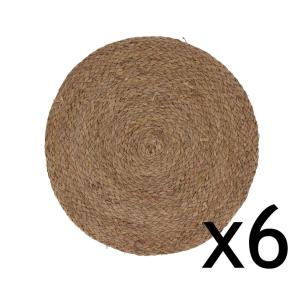 Lot de 6 sets de table ronds en fibre naturelle