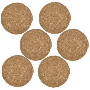 Lot de 6 sets de tables ronds en jute marron Diam. 38 cm