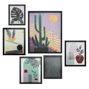 Lot de 6 tableaux en polyester désert vert, lilas et noir 5…