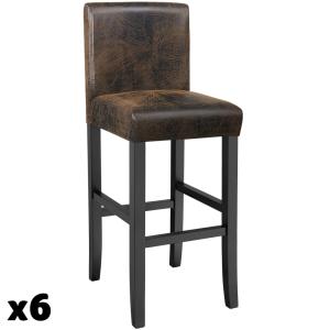 Lot de 6 tabourets de bar bois simili cuir avec dossier mar…