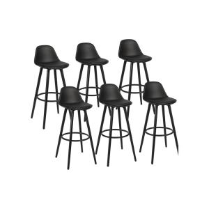 Lot de 6 tabourets de bar en métal et plastique noir 39,5 x…