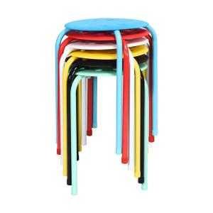 Lot de 6 tabourets empilables légers ronds multicolores