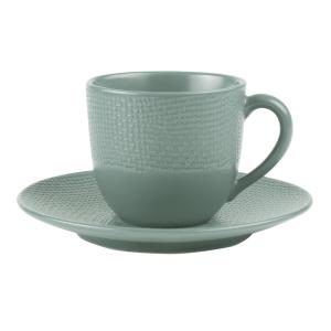 Lot de 6 tasse à café et sous-tasse    12 cl  bleu en grès…