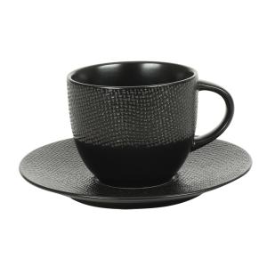 Lot de 6 tasse à thé et sous-tasse    22 cl  noir en grès