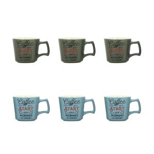 Lot de 6 tasses assorties en grès 27cl