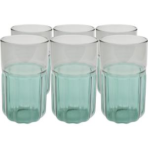 Lot de 6 - Verre à eau haut en verre turquoise