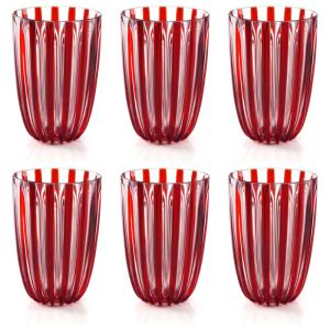 Lot de 6 verres à eau en acrylique rouge et transparent 47…