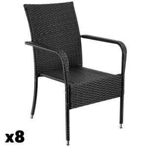 Lot de 8 chaises en rotin résistantes aux UVs capacité char…