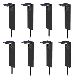 Lot de 8 Potelets solaires à piquer Plastique Noir h41cm