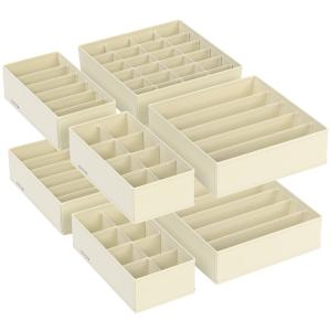 Lot de 8 séparateurs de tiroirs en tissu pour armoires beig…