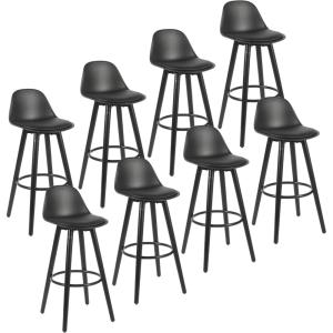 Lot de 8 tabourets de bar en simili cuir noir 39,5 x 44 x 9…