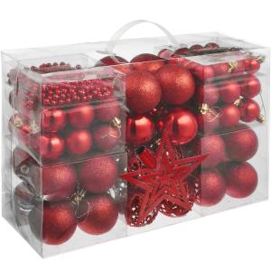 Lot de 86 décorations de Noël rouges 86 boules de Noël roug…
