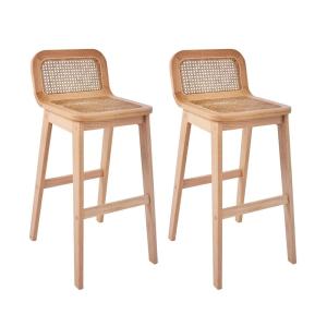 Lot de chaises  d'îlot et bar en chêne et assise cannage 65…