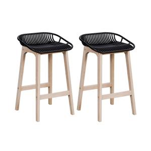 Lot de chaises d'îlot et bar  en chêne et assise plastique…