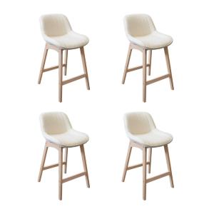 Lot de chaises  d'îlot et bar en chêne et assise tissu bouc…