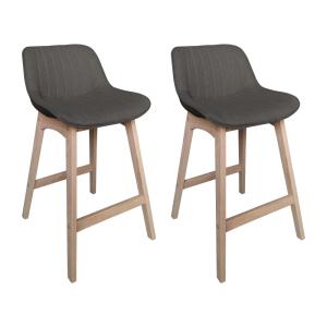 Lot de chaises d'ilot et bar  en chêne et assise tissu gris…