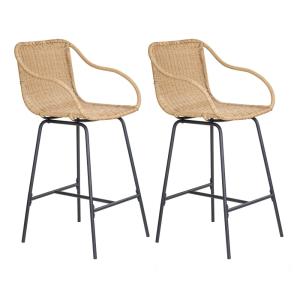 Lot de chaises de bar et d'ilot  en métal et assise rotin 6…
