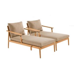 Lot de deux bains de soleil bois et cordage marron