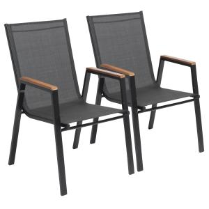 Lot de deux fauteuils de jardin en aluminium et bois