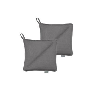 Lot de deux maniques en polyester gris 20 x 20 cm
