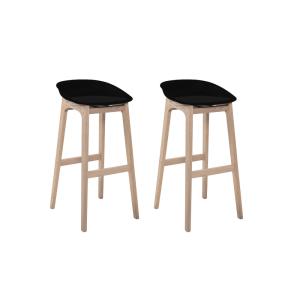 Lot de tabourets de bar en chêne et assise plastique 75cm