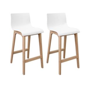 Lot de tabourets de bar et d'îlot en chêne et assise plasti…