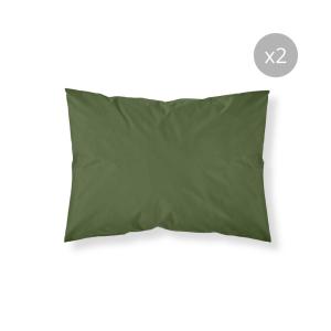 Lot de taies d'oreillers 100 % coton vert 50x80 cm
