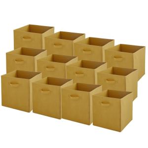 Lot de12 bacs rangement  - jaune moutarde -  31x31x31cm