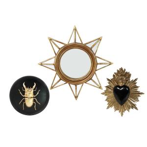 Lot ex-voto, déco insecte et étoile noir et doré