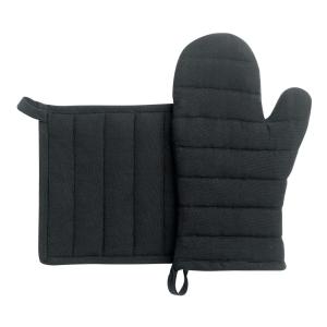 Lot gant/manique recyclé  en coton noir 15 x 30 cm