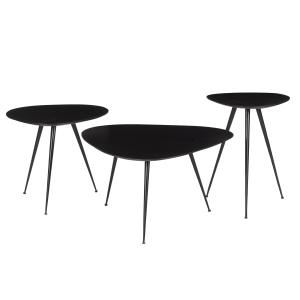 LOUANE-Set de 3 Tables basses gigognes Manguier teinté noir…