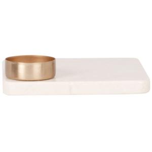 Lumignon en métal doré et socle en marbre blanc