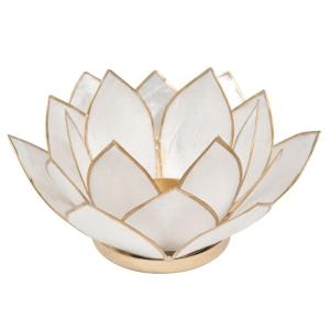 Lumignon nacré en métal blanc LOTUS