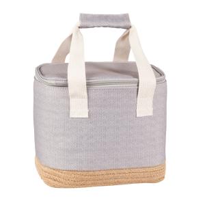 Lunchbag  gris taupe et vannerie beige