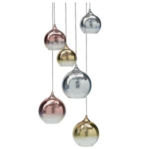 Lustre à 6 ampoules en verre multicolore