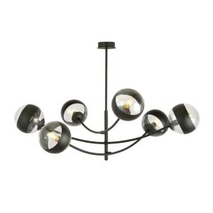 Lustre à structures orientables et 6 sphères transparentes
