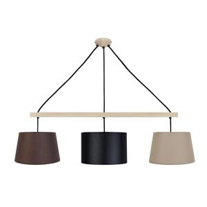 Lustre bois noir et taupe abatjour tissu noir et taupe