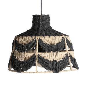 Lustre en fibre naturelle noir 34x34x26 cm