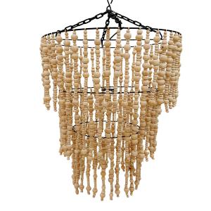 Lustre - suspension en perles de bois D 40 cm