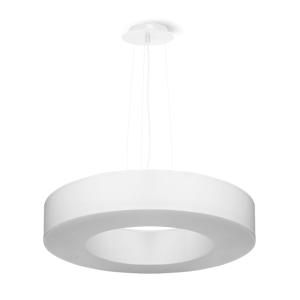 Lustre tissu/PVC/acier blanc H 102 cm