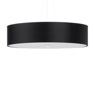 Lustre tissu/verre/acier noir H 102 cm